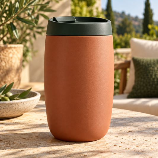 Terracotta Travel Tumbler — original generated design visualization